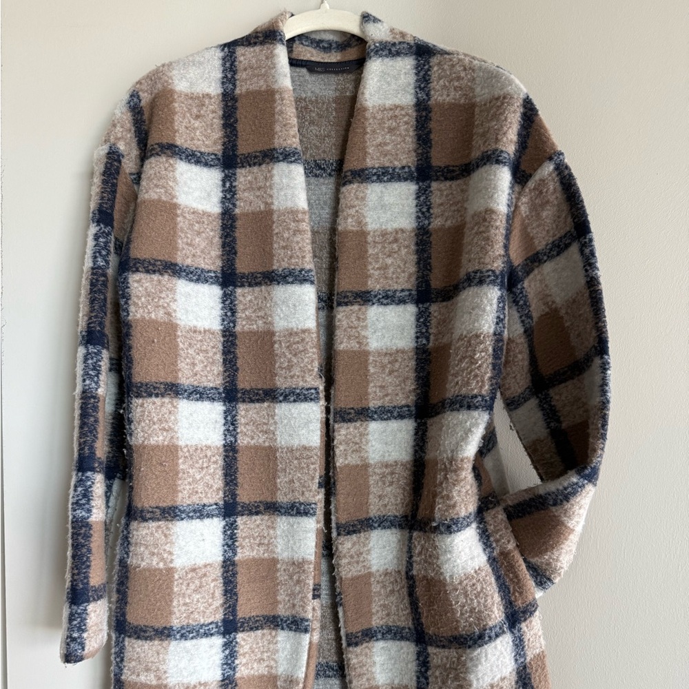 M&S Plaid Open-Front Women Coat